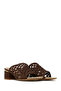 Women's Brown Braided Short Thick Heeled Slippers 26Sfe460818 - 2
