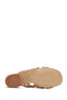 Women's Beige Braided Short Thick Heeled Slippers 26Sfe460818 - 5