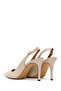 Women's Cream Ankle Buckle Open Back Thin Heeled Patent Leather Shoes 26Pfd131516 - 7