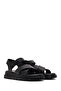 Women's Black Strappy Thick Soled Genuine Leather Sandals 25Sfd300818 - 3