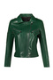 Roma Women's Green Short Biker Leather Jacket 25Wgd5609Ve - 2