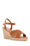 Women's Tan Ankle Strap Wedge Heeled Shoes Suede Genuine Leather Espadrille Sandals 25Sfd205910 - 7