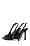 Women's Black Ankle Buckle Open Back Thin Heeled Leather Shoes 25Sfd 162316 - 6