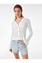 Buttoned Ruffle Detailed Long Spanish Sleeves V-Neck Openwork Knitwear Cardigan - 2