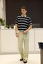 Men's Regular Fit Striped Knitwear Polo Neck T-Shirt Navy Blue - 5