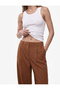 Wide Leg Baggy Linen Trousers with Pockets and Pleated Detail - 3