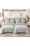 Mint Green-Grey Yarn Dyed Double Color Double Duvet Cover Set and 2 Pillowcases (Without Sheets)