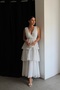 Lace Detailed V-Neck Flounce Premium White Layered Dress - 2