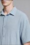 100% Cotton Boxy Fit Embroidered Muslin Short Sleeve Blue Shirt I3102Ax26Hs - 6