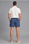 Lace-Up Waist Plaid Navy Blue Swim Shorts I3378Ax26Hs - 2