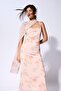 Strappy Floral Pattern Tulle Pink Maxi Dress I0764Ax26Sm - 2