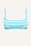 Regular Fit Wrinkled Textured Turquoise Bikini Top G3999Ax26Sm - 6