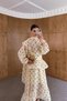 Women's Cream Polka Dot Peplum Detailed Vintage Shirt Skirt Set - 4