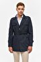 Navy blue slim straight coat