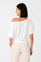 White Draped Off-Shoulder Modal Textured Women's Blouse - 6