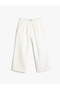 Linen Trousers Wide Leg Pockets Elastic Waist