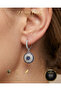 Women's Silver Color Steel Earrings with Evil Eye Bead Figure Hoop - 4