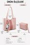 Women's Powder Large Size Scarf Detailed Handy Hand, Arm and Shoulder Bag with Puppy Detail - 6