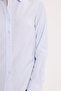 Women's Slim Fit Slim Fit Long Sleeve Cotton Body Fitting Textured Blue Basic Shirt - 4