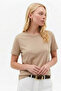 Women's Crew Neck Loose Basic Beige T-Shirt