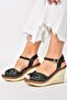Black Wedge Heeled Women's Shoes M674040409 - 3