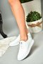 P555461003 White Genuine Leather Women's Sports Shoes Sneakers - 3