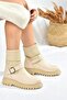 Beige Thick Soled Daily Knitwear Women's Boots L524021709