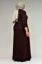 22008 Plus Size Combed Cotton Dress with Elastic Sleeves-Brown - 5