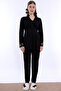 Cotton Maternity and Postpartum Pajama Set with Breastfeeding Feature – Elastic Waistband Effortt - Black - 2