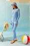 Jumpsuit Swimsuit with Stitching Detail Baby Blue - 3