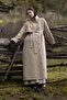 Cotton High Collar Buttoned Trench Coat Beige - 3