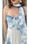 Women's Shoulder Tie Thick Belted Lined Floral Maxi Long Linen Dress - 8