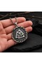 Stainless Steel Ancient Silver Color Viking Symbol Valknut Men's Necklace - 4