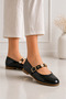 Black women's ballet flats - adjustable buckle, lightweight & comfortable everyday shoes - 3