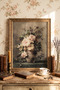 Still Life with Bush Roses in a Vase - Vintage Patterned Painting - Fine Model