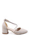 3909 Women's Stone Detailed 5.5 cm Heeled Satin Shoes - 2