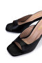 Women's Genuine Leather Black Heeled Slippers - 3