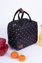 Thermal Bag Heat Insulated Waterproof Lunch Bag for Carrying Meals with Strap Black Puffin Polka Dots