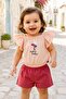 Girls' Two-Piece Summer Set with Embroidered Sleeve Detail and Heart Design - 2