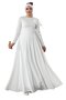 Shoulder Detailed Hijab Evening Dress 701-White - 2