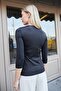 Square Neck Three Quarter Sleeve Stylish Body Blouse-Sax - 4