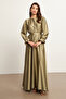 Liza Belted Satin Dress - Çağla - 4