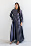 Liza Belted Satin Dress - Purple - 3