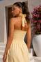 Women's Square Neck Lace-Up Gingham Midi Dress 26091 - 5