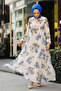 Floral Patterned Stone Hijab Dress 22052TAS