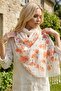 Apricot Flower Printed Women's Cotton Large Scarf