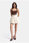 Women's Off-White W5 Belted Pleated Organic Cotton Fabric Mini Skirt with Shorts Inside