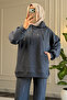 5540 - Stylish and Comfortable 2-Yarn Lycra Hooded Decoration Stone Detailed Hijab Women's Set - 5