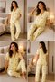 Women's Milan Fabric Comfortable Fit Buttoned Short Sleeve Pajama Set 3149 - 2