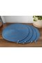 4 Pieces Indigo Blue Color Plate / American Plate 32 cm / Metal Tip Detailed - 2